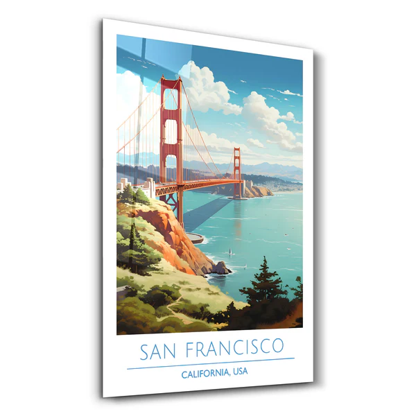 San Francisco-California USA-Travel Posters | Glass Wall Art