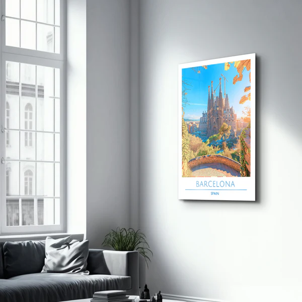 Barcelona Spain-Travel Posters | Glass Wall Art - Image 2