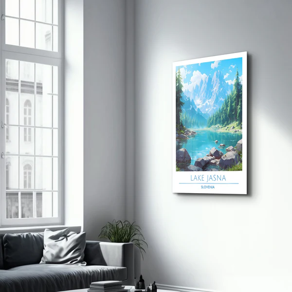 Lake Jasna Slovenia-Travel Posters | Glass Wall Art - Image 2