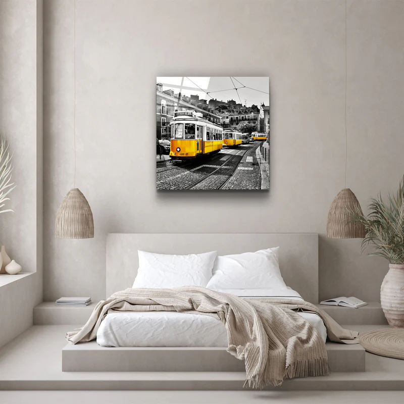 ・"Lisbon Yellow Tram"・Glass Wall Art - Image 3