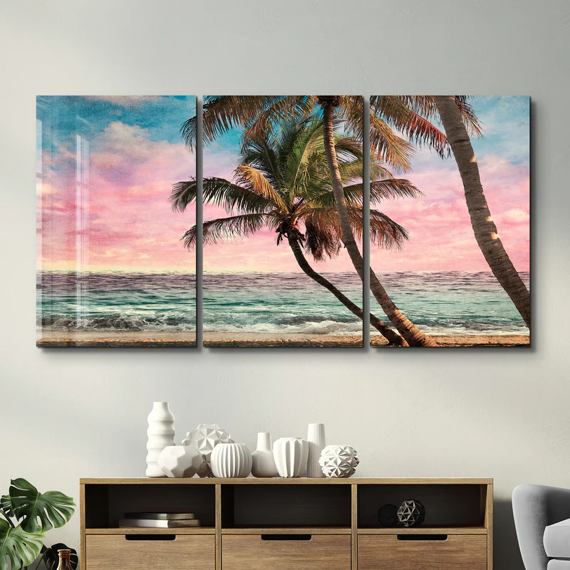 ・"Palm Beach Retro Filter - Trio"・Glass Wall Art - Image 3