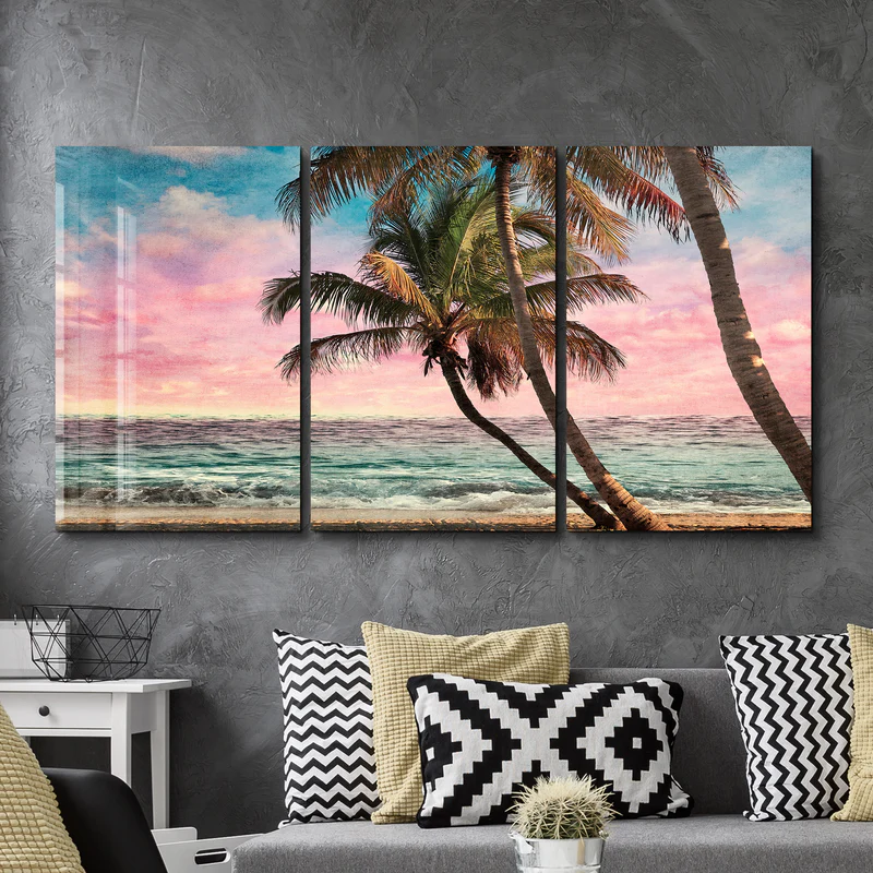 ・"Palm Beach Retro Filter - Trio"・Glass Wall Art - Image 2