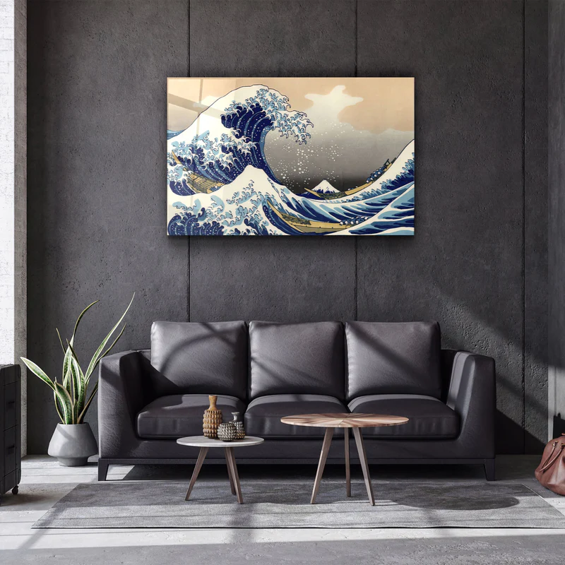 ・"The Great Wave off Kanagawa (1829) by Hokusai"・Glass Wall Art - Image 3