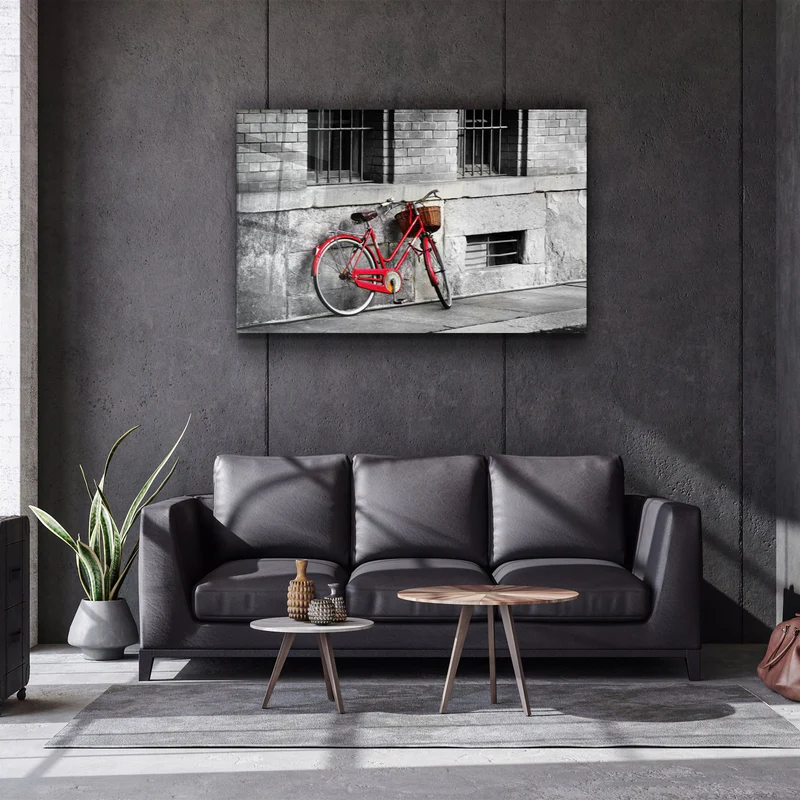 ・"Red Bicycle"・Glass Wall Art - Image 3