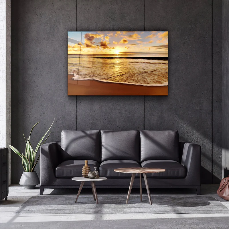 ・"Ocean and Sunset V2"・Glass Wall Art - Image 2