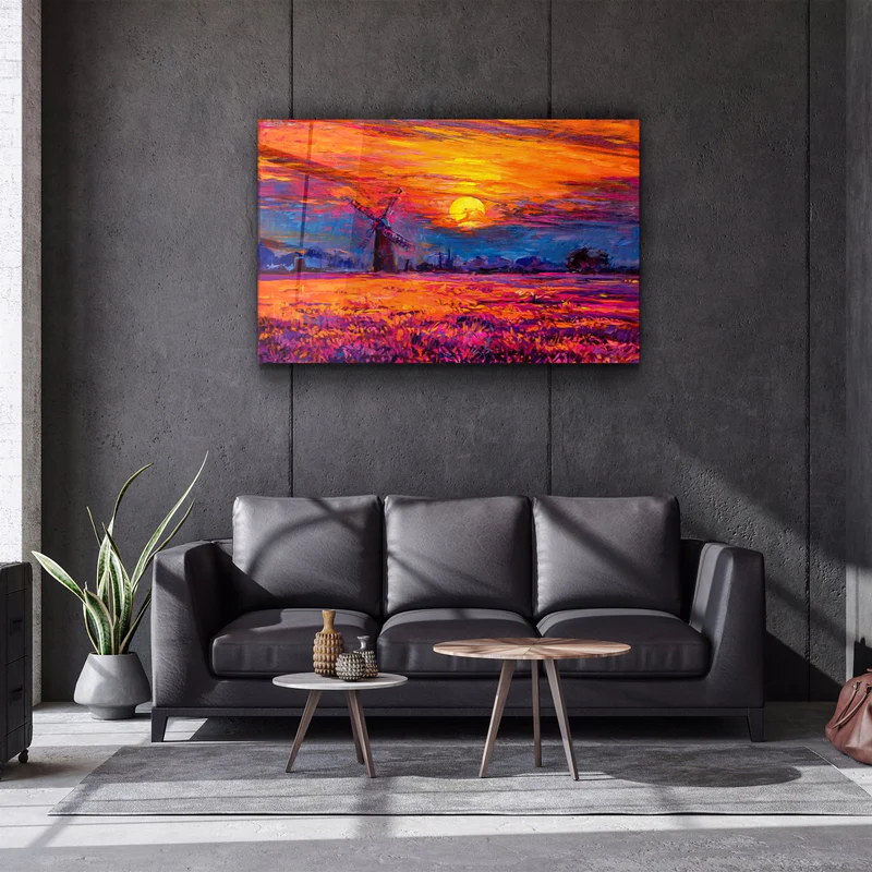 ・"Windmill and Sun"・Glass Wall Art - Image 2