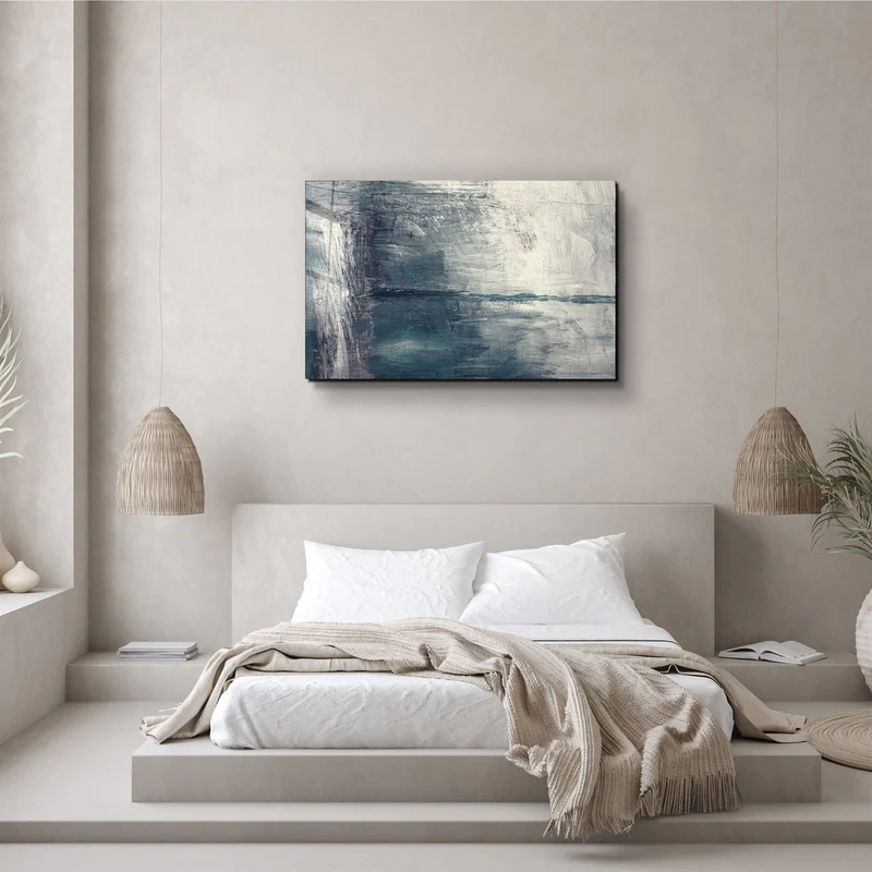 ・"Abstract Gray Sea"・Glass Wall Art - Image 2