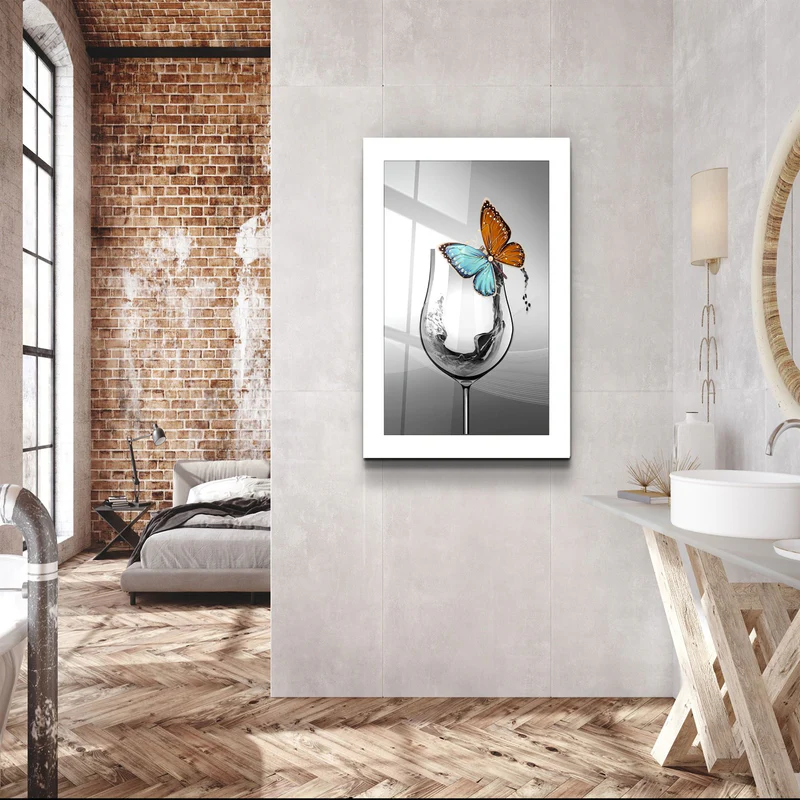 ・"Glass and Butterfly"・Glass Wall Art - Image 3