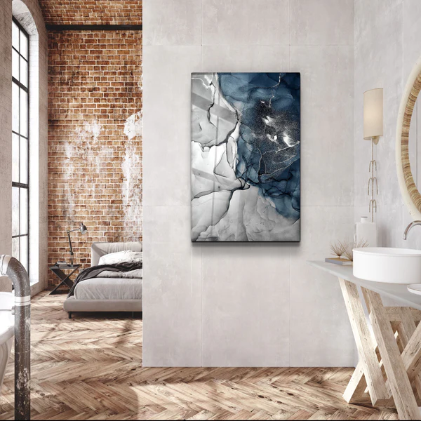 ・"Blue Wave Pattern"・Glass Wall Art - Image 3