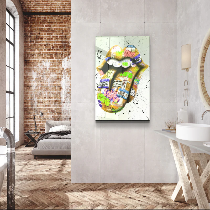 ・"Tongue - Mustard"・Designer's Collection Glass Wall Art - Image 3