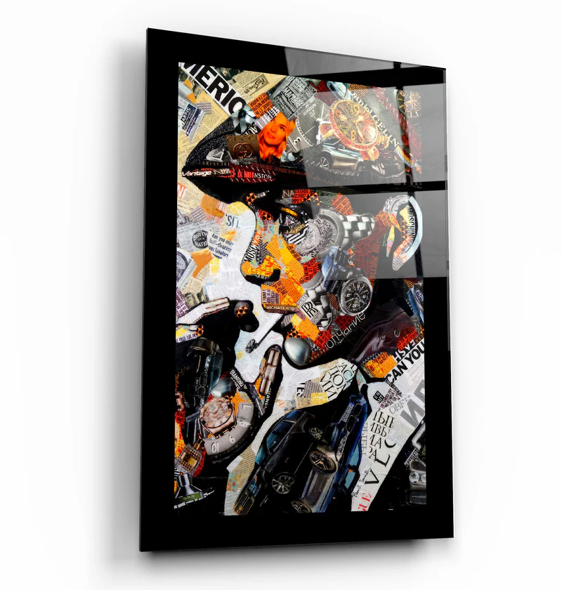 ・"Bordered T. Shelby Pop Art"・Designer's Collection Glass Wall Art