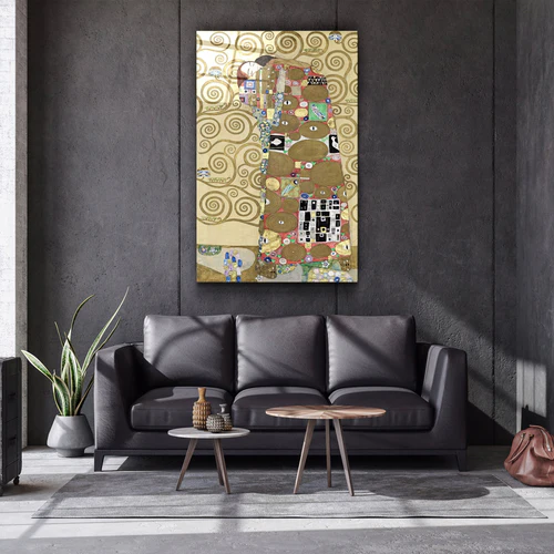 ・"Gustav Klimt's Fulfillment (1910–1911)"・Glass Wall Art - Image 2