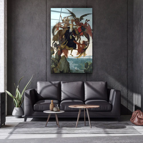 ・"Michelangelo Buonarroti's The Torment of Saint Anthony (c. 1487–1488)"・Glass Wall Art - Image 2