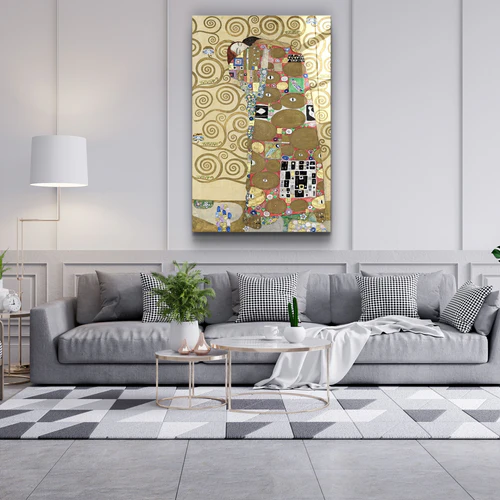 ・"Gustav Klimt's Fulfillment (1910–1911)"・Glass Wall Art - Image 3