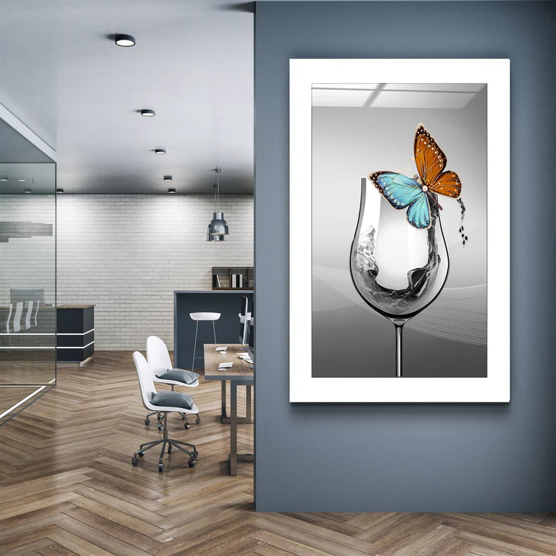 ・"Glass and Butterfly"・Glass Wall Art - Image 2