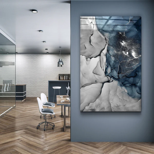 ・"Blue Wave Pattern"・Glass Wall Art - Image 2