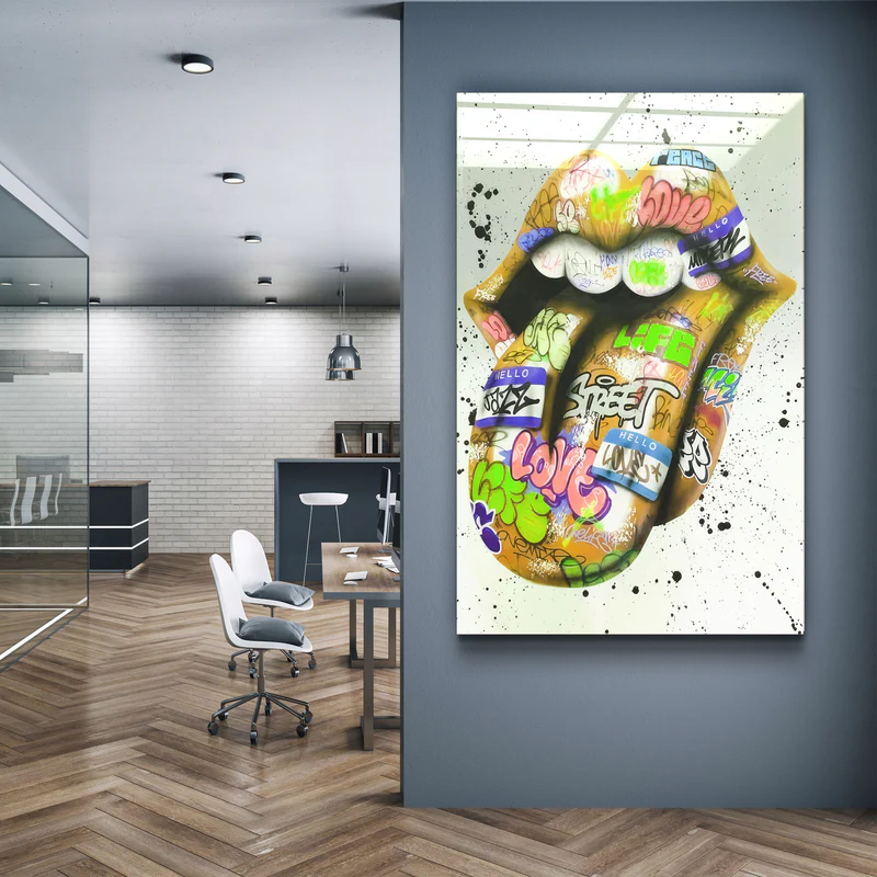・"Tongue - Mustard"・Designer's Collection Glass Wall Art - Image 2