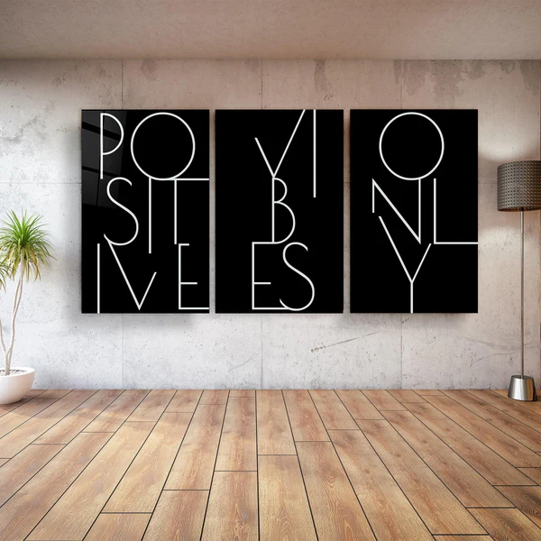 ・"Positive Vibes Only - Trio"・Glass Wall Art - Image 2