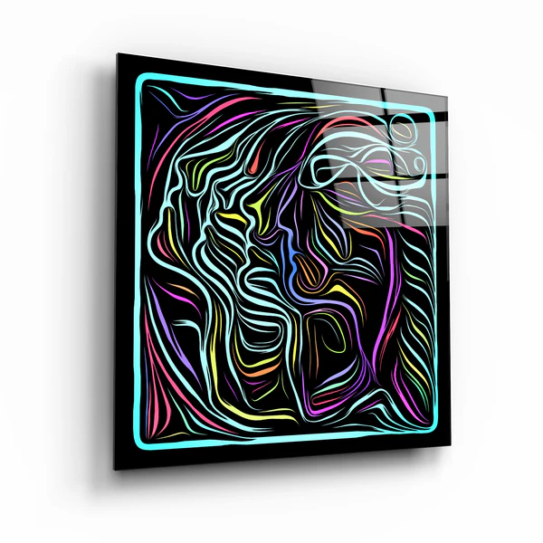 ・"Rainbow Line Faces V8"・Glass Wall Art - Image 3