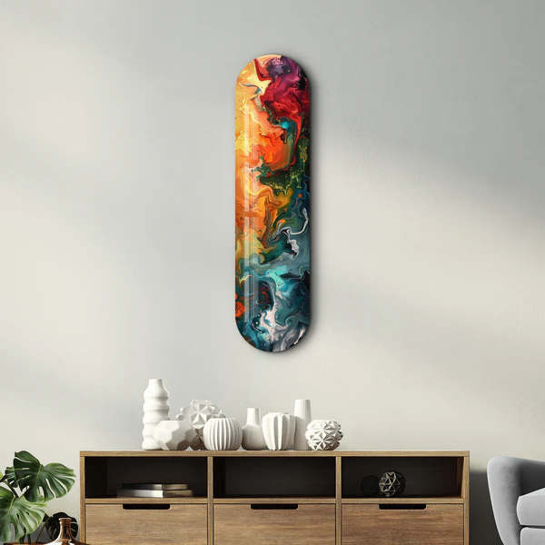 Abstract Paint Waves V1 | Glass Wall Art - Image 3