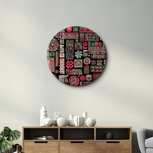 ・"Signs Black Pink"・Rounded Glass Wall Art - Image 3