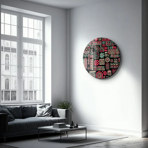 ・"Signs Black Pink"・Rounded Glass Wall Art - Image 2