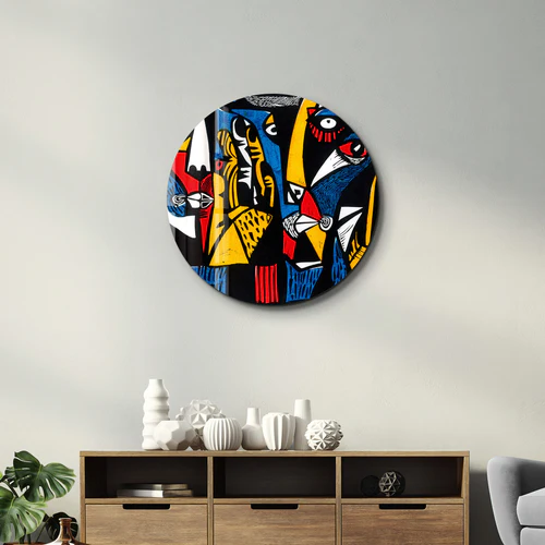 ・"African Faces Colorful 2"・Rounded Glass Wall Art - Image 3