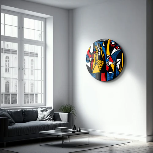 ・"African Faces Colorful 2"・Rounded Glass Wall Art - Image 2