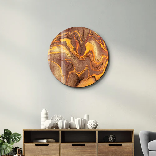 ・"Golden Dust"・Rounded Glass Wall Art - Image 3