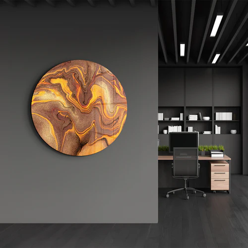 ・"Golden Dust"・Rounded Glass Wall Art - Image 2