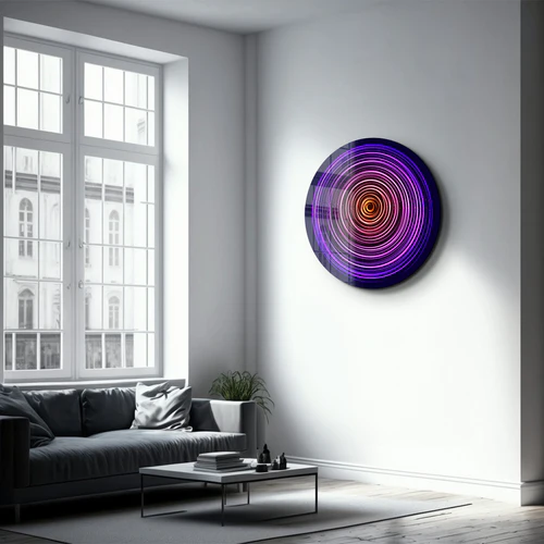 ・"Purple Swirl"・Rounded Glass Wall Art - Image 3