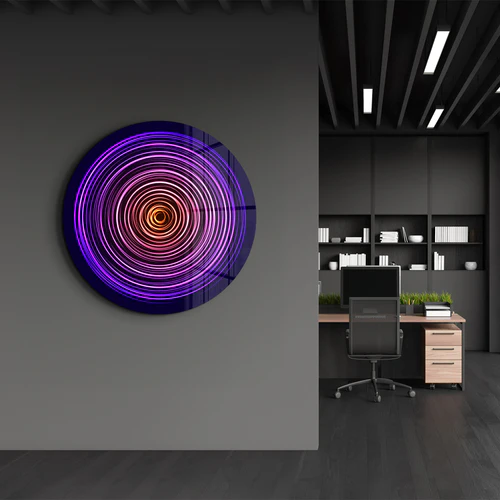 ・"Purple Swirl"・Rounded Glass Wall Art - Image 2