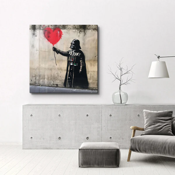 Banksy Style Love Baloon Street Art | Glass Wall Art - Image 3