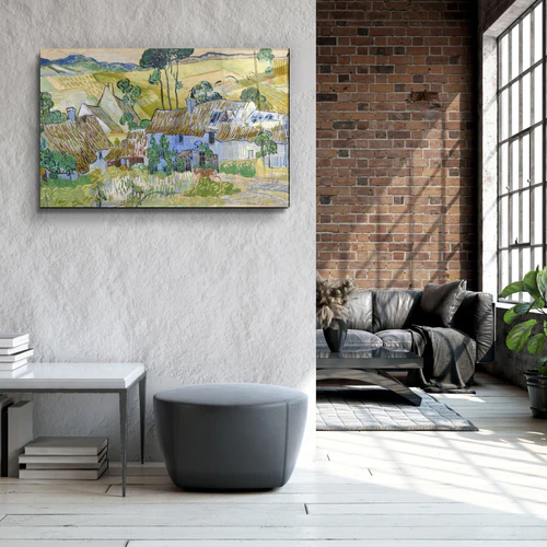 ・"Vincent van Gogh's Farms near Auvers (1890)"・Glass Wall Art - Image 2