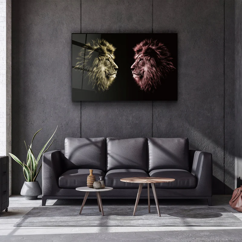 ・"Lions Confrontation YR "・Glass Wall Art - Image 2