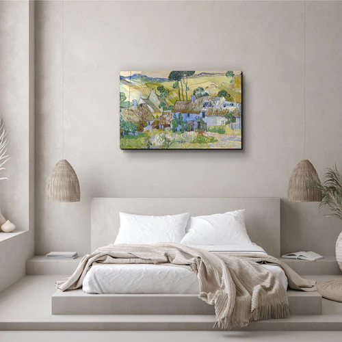 ・"Vincent van Gogh's Farms near Auvers (1890)"・Glass Wall Art - Image 3
